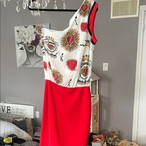 Stylish Red and White Dress 38 size small medium